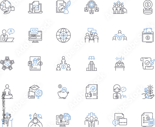 Innovation centers line icons collection. Creativity, Design, Technology, Collaboration, Incubation, Experimentation, Prototyping vector and linear illustration. Generative AI