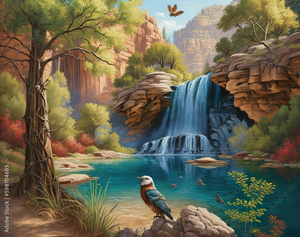 Waterfall in a Nature Scene