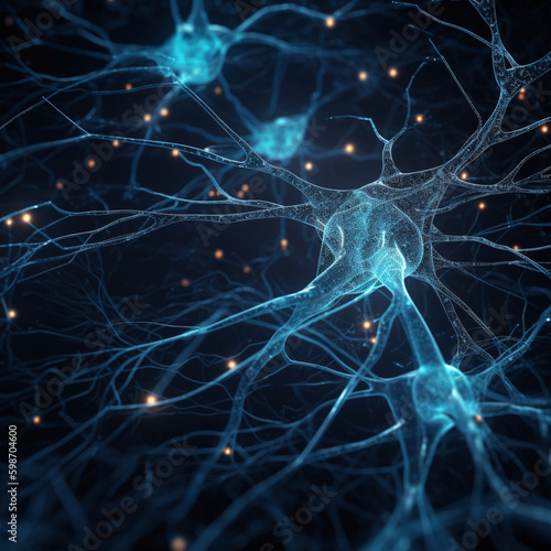 Blue neuron on black background.