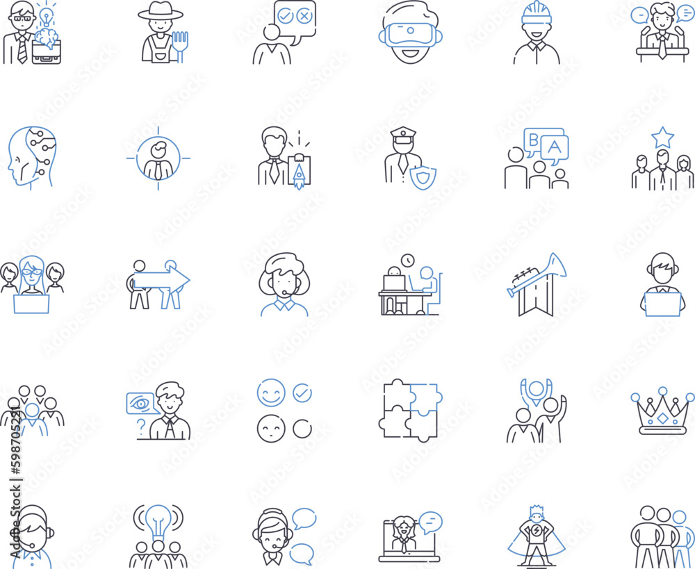 Managing directors line icons collection. Leadership, Strategy, Vision, Communication, Decision-making, Accountability, Innovation vector and linear illustration. Generative AI