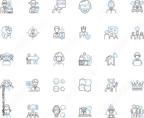 Managing directors line icons collection. Leadership  Strategy  Vision  Communication  Decision-making  Accountability  Innovation vector and linear illustration. Generative AI