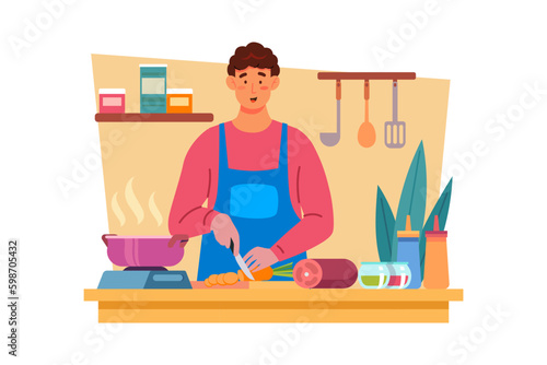 A man spends the day cooking his wife's favorite meal to show his love