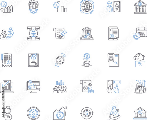 Loan line icons collection. Interest, Credit, Mortgage, Debt, Lender, Funding, Repayment vector and linear illustration. Collateral,Installment,Borrower outline signs set Generative AI