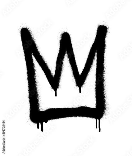 Sprayed crown with overspray in black over white. Vector illustration.