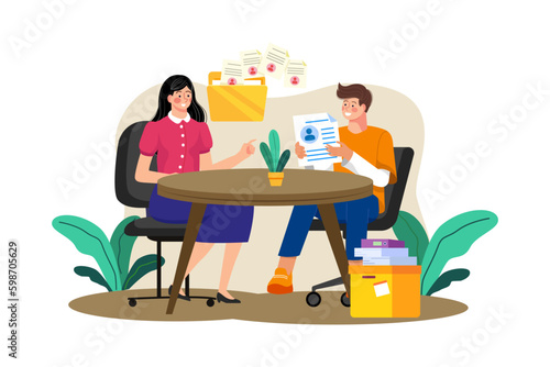 A human resources manager interviews job candidates.