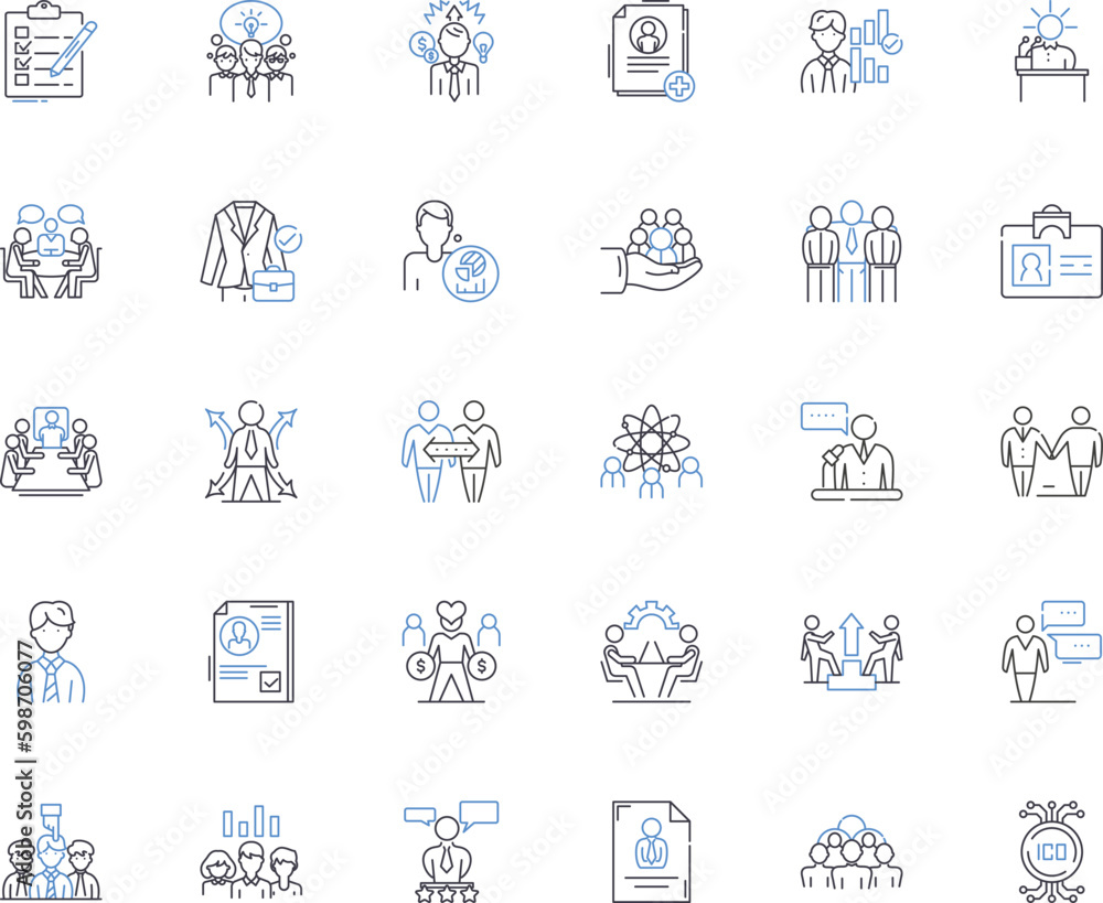 Job partners line icons collection. Collaboration, Alliance, Cooperation, Connections, Synergy, Nerking, Partnership vector and linear illustration. Teamwork,Collaboration,coordination Generative AI