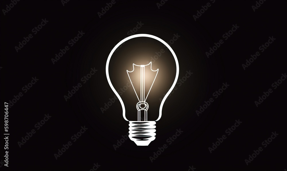 a light bulb with a black background and a white outline. generative ai a light bulb with a black background and a white outline. generative ai