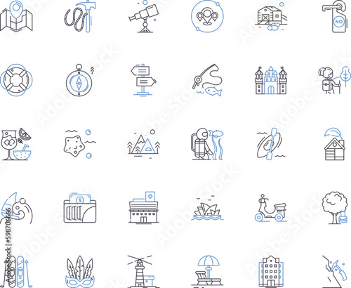 Leisure enterprise line icons collection. Recreation, Adventure, Entertainment, Hospitality, Vacation, Resort, Spa vector and linear illustration. Wellness,Relaxation,Fun outline signs Generative AI
