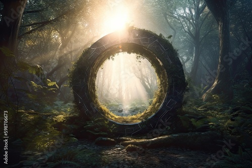 Exploring the Mystic Forest Portal  A Sci-Fi Landscape of Technology and Fantasy. Generative AI