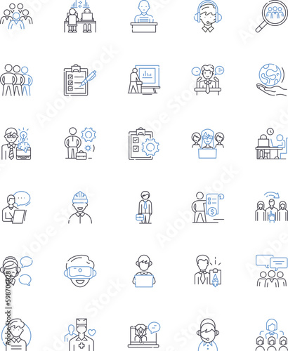 Kitchen counter line icons collection. Granite, Marble, Quartz, Wood, Laminate, Stainless, Island vector and linear illustration. Sink,Prep,Bar outline signs set Generative AI