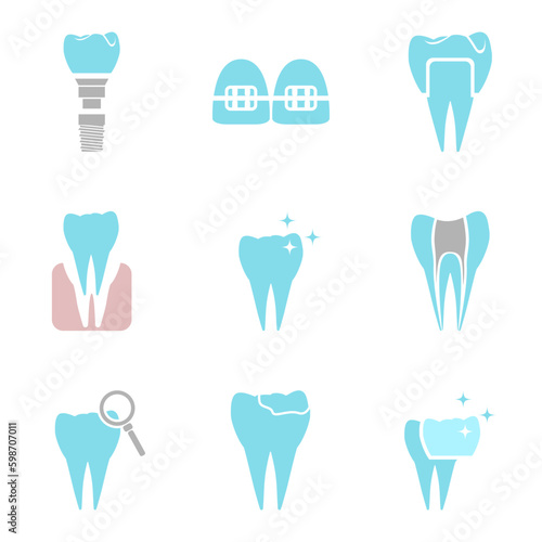 Vector pictogram icon stomatology set
