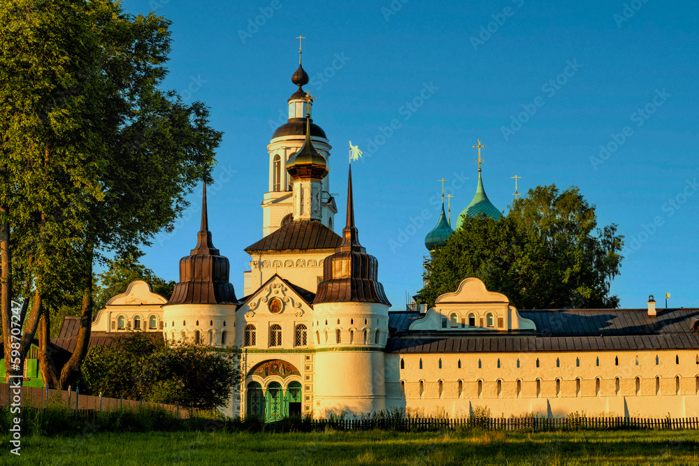 View from the outside of the Holy Vvedensky Tolgsky convent in the city of Yaroslavl