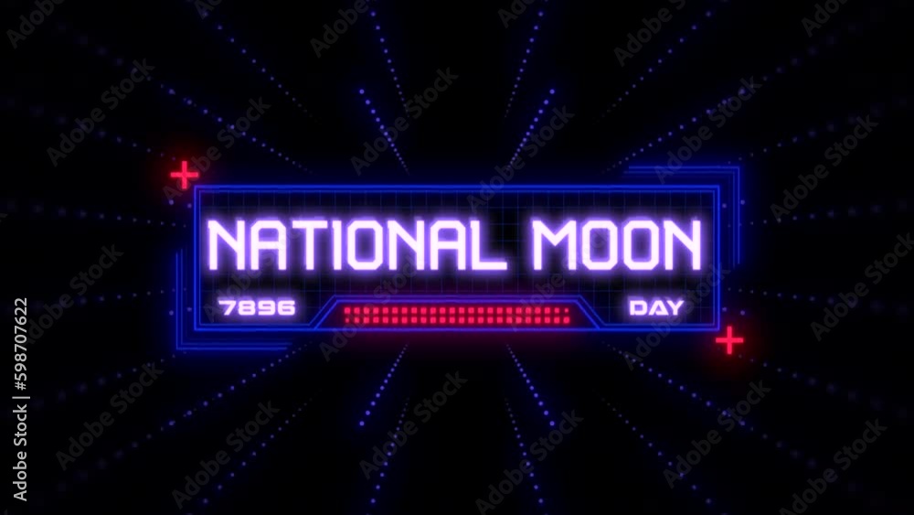 National Moon Day on digital screen with HUD elements, motion abstract futuristic, cosmos and sci-fi style background National Moon Day on digital screen with HUD elements, motion abstract futuristic, cosmos and sci-fi style background
