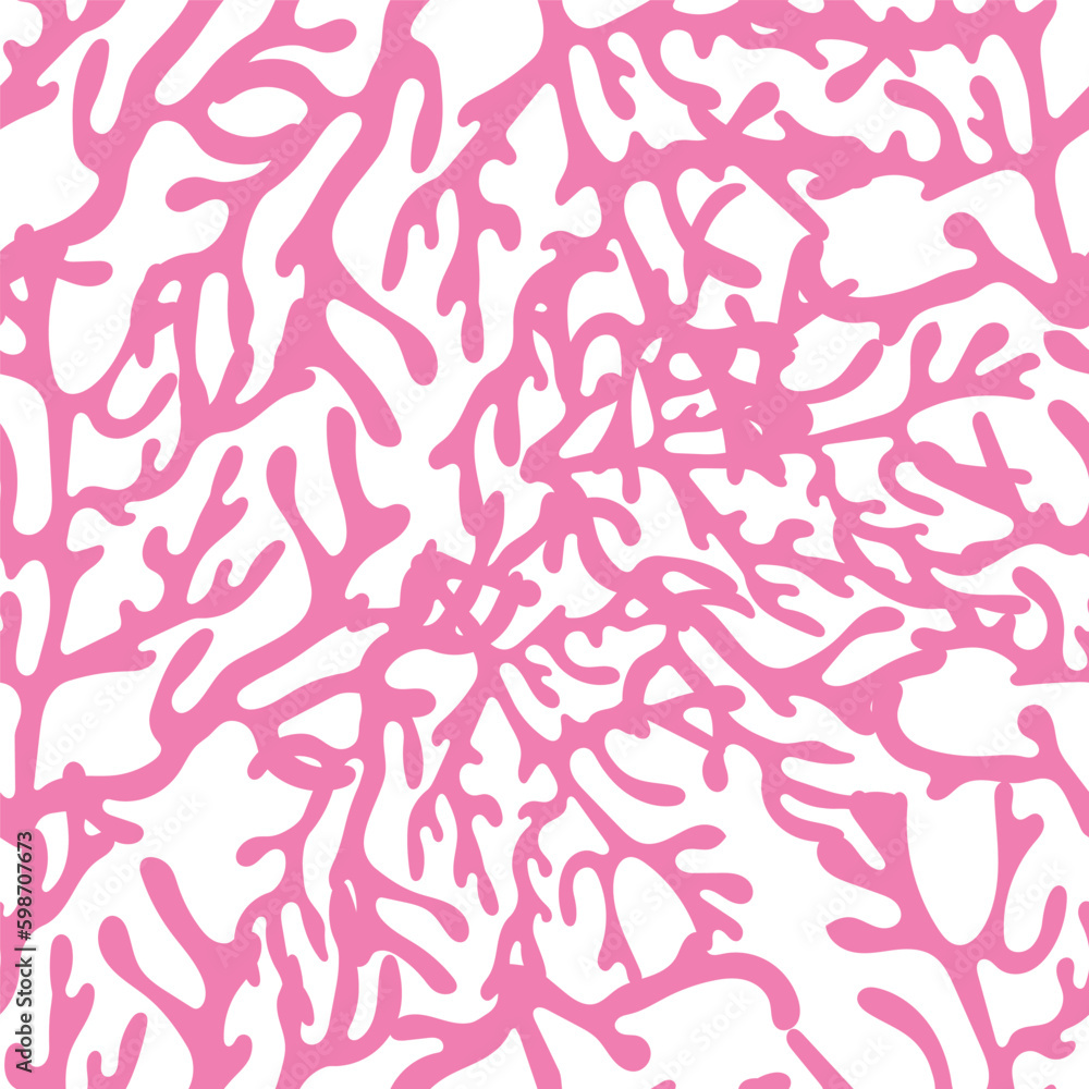 Vector seamless pattern of pink corals. Plant pattern on a white background Vector seamless pattern of pink corals. Plant pattern on a white background