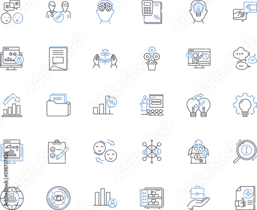 Investment Strategy line icons collection. Diversification, Risk, Portfolio, Growth, Capital, Assets, Returns vector and linear illustration. Stocks,Bonds,Risk Management outline signs Generative AI