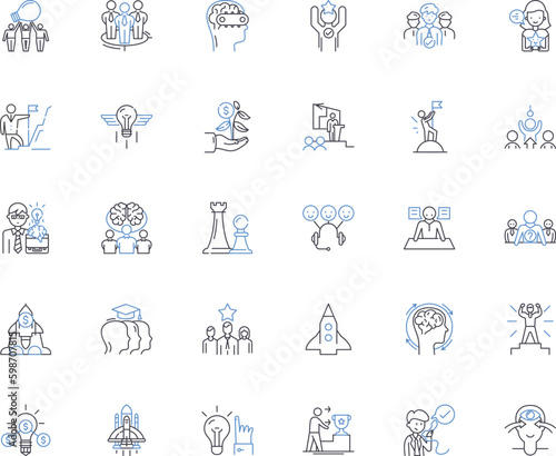 Guidance direction line icons collection. Compass, Navigate, Advice, Route, Map, Lead, Direction vector and linear illustration. Coordinate,Path,Orientation outline signs set Generative AI