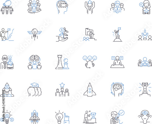 Guidance direction line icons collection. Compass, Navigate, Advice, Route, Map, Lead, Direction vector and linear illustration. Coordinate,Path,Orientation outline signs set Generative AI