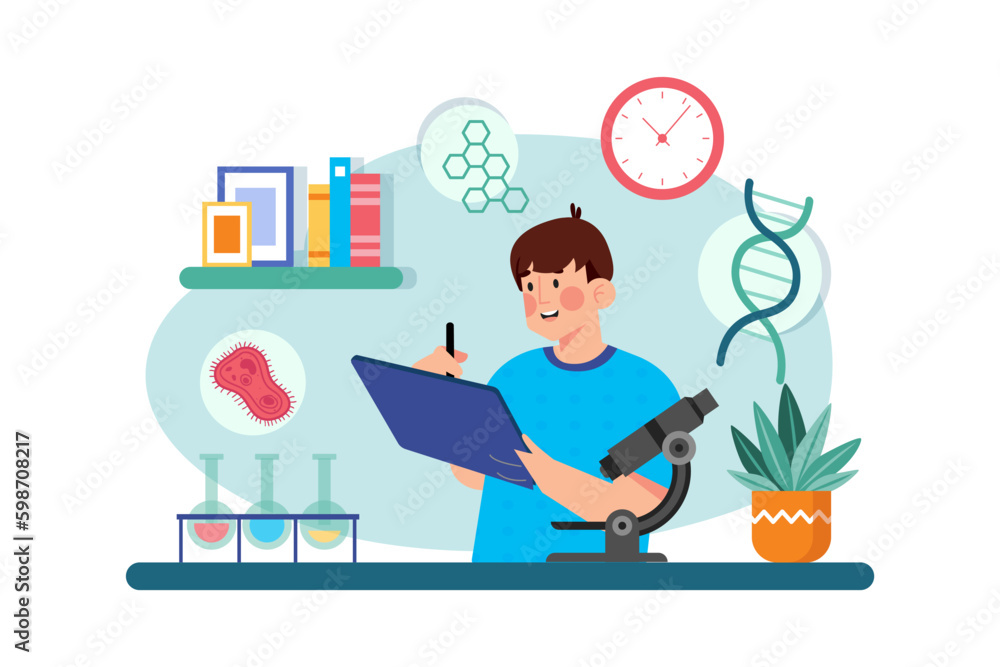 A student studies for a biology exam. A student studies for a biology exam.