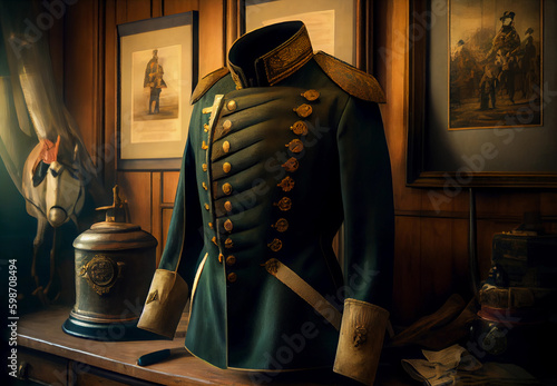 male military uniform of the 19th century. ai generated Generative AI photo