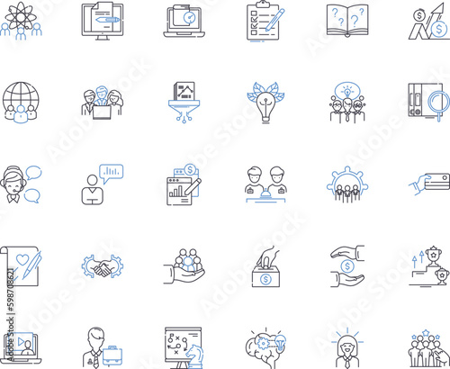 Fiscal profit line icons collection. Revenue, Income, Earnings, Net, Surplus, Gain, Yield vector and linear illustration. Prosperity,Returns,Benefit outline signs set Generative AI