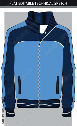 Blue sports jacket colourful flat sketch vector file.