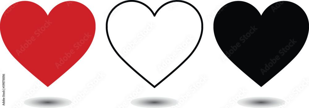 Collection of heart, Love symbol icon set, love symbol vector illustration. Collection of heart, Love symbol icon set, love symbol vector illustration.