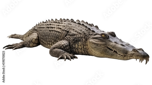 Crocodile isolated on transparent background created with generative AI technology