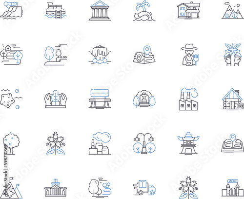 Forests and woodlands line icons collection. Arboreal, Canopy, Biodiversity, Ecosystems, Foliage, Habitat, Biomass vector and linear illustration. Lumber,Coniferous,Deciduous outline Generative AI