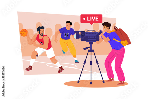 A sports videographer films games and highlights for fans.