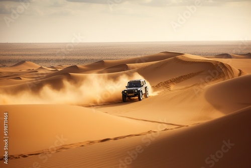 illustration, sahara desert racing vehicle, ai generative