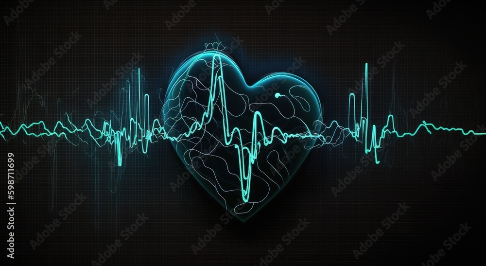 Abstract heartbeat or cardiogram in the form of a line, dot and polygon. Digital music sound vector network. wireframe curve of cardiac rhythm.
