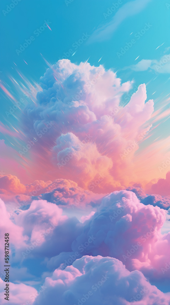 a pastel blue sky with a light and fluffy cloud background, in the ...