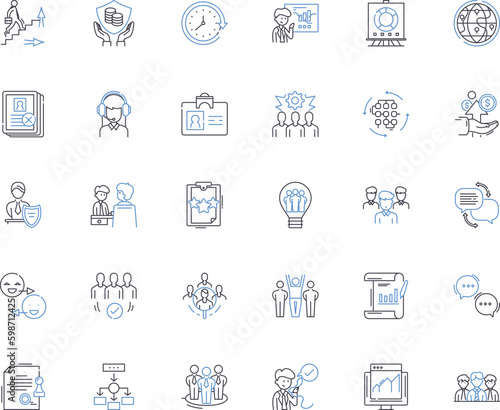 Entrepreneurial nerking line icons collection. Innovation  Creativity  Motivation  Passion  Risk-taking  Ambition  Opportunity vector and linear illustration. Generative AI
