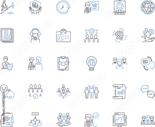 Entrepreneurial nerking line icons collection. Innovation, Creativity, Motivation, Passion, Risk-taking, Ambition, Opportunity vector and linear illustration. Generative AI