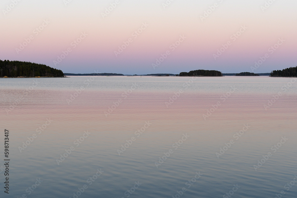 Calming background with evening landscape in the archipelago 