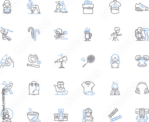 Drama therapy line icons collection. Expression, Empathy, Transformation, Catharsis, Imagination, Embodiment, Interaction vector and linear illustration. Healing,Creativity,Communication Generative AI