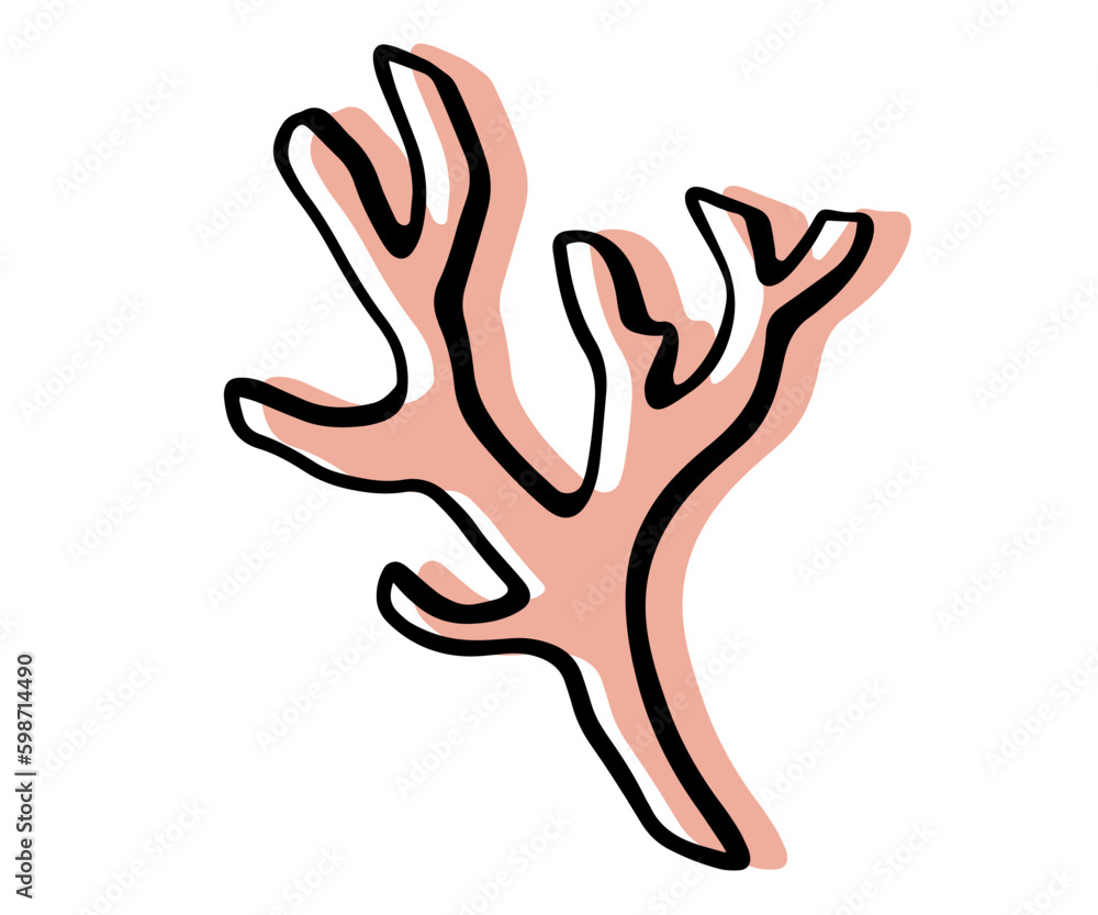 Coral with an outline in a trendy minimal style. Vector illustration of a underwater coral for tattoo, design social media post and stories. Coral with an outline in a trendy minimal style. Vector illustration of a underwater coral for tattoo, design social media post and stories.