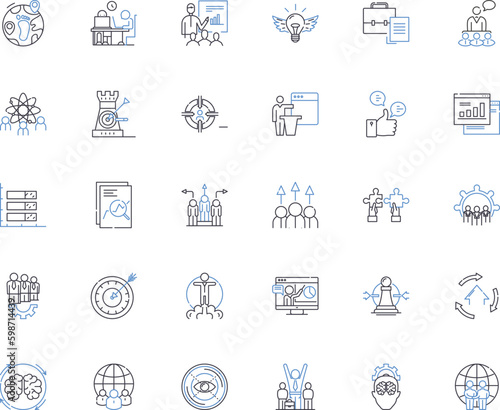 Division personnel line icons collection. Commanders, Officers, Sergeants, Troops, Privates, Lieutenants, Captains vector and linear illustration. Commanding,Squad,Platoon outline signs Generative AI