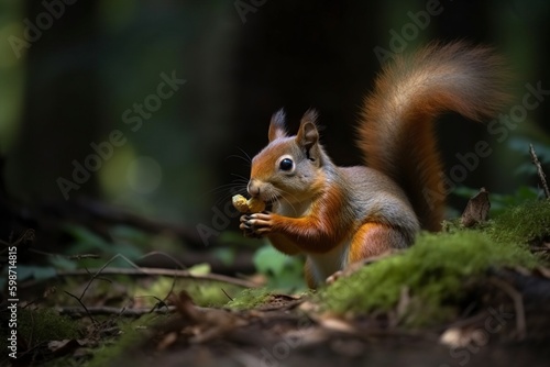 illustration  a squirrel in the forest  ai generative