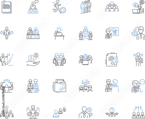Corporation headquarters line icons collection. Executive, Management, Boardroom, Leadership, Strategy, Collaboration, Operations vector and linear illustration. Generative AI