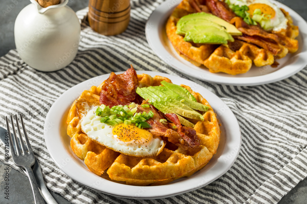 Homemade Savory Waffles with Bacon Homemade Savory Waffles with Bacon