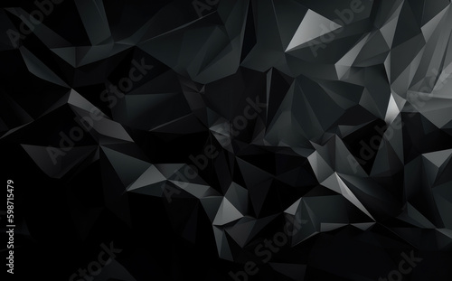 Polygonal abstract black background, triangle abstract background, modern geometrics. Generative Ai. 