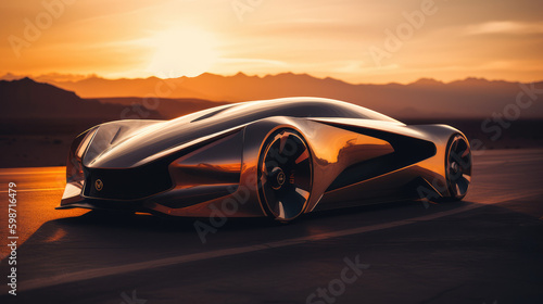 Futuristic luxury vehicle,  high-tech design of a concept car, aerodynamic lines, Made by AI, AI generated, Artificial intelligence	
