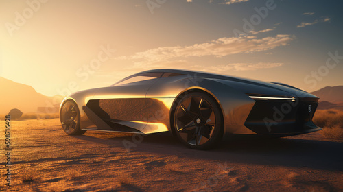 Futuristic luxury vehicle,  high-tech design of a concept car, aerodynamic lines, Made by AI, AI generated, Artificial intelligence	
