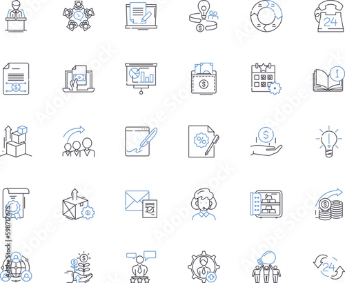 Cash handling office line icons collection. Currency, Tills, Counting, Deposits, Security, Safes, Change vector and linear illustration. Balancing,Audit,Reconciliation outline signs set Generative AI