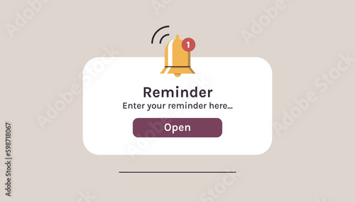 Reminder, notification page with floating elements and business planning, events, timetable flat illustration.