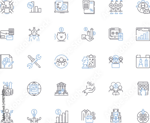 Commercial returns line icons collection. Profitability, Revenue, Investment, Returns, Liquidity, Capital, Efficiency vector and linear illustration. Income,Balance,Analysis outline Generative AI