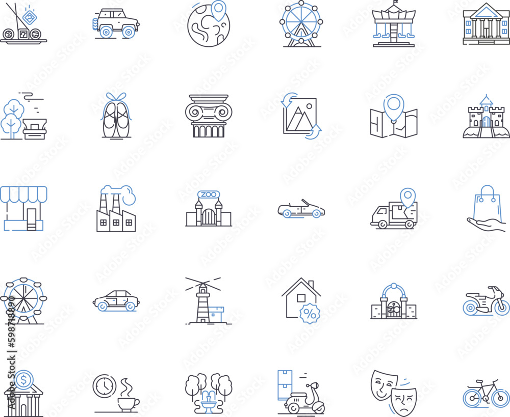 Capital line icons collection. Investment, Business, My, Finance, Wealth, Profit, Growth vector and linear illustration. Opportunity,City,Banking outline signs set Generative AI