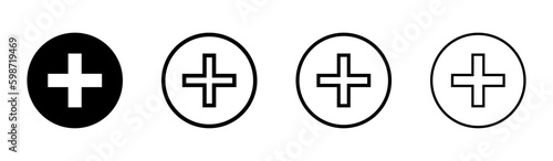 Add, new, plus vector icons set