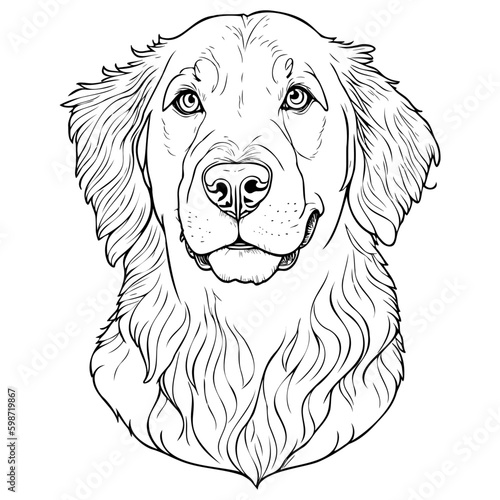 Hand drawn vector illustration Golden Retriever. Sketch style dog. Animal portrait.